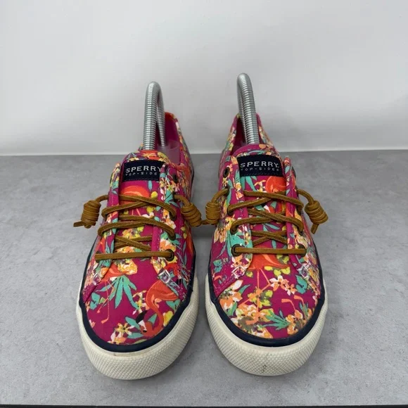 Sperry Women’s Tropical Floral & Flamingo Canvas Slip On Boat Shoes Size 7 - Picture 2 of 11